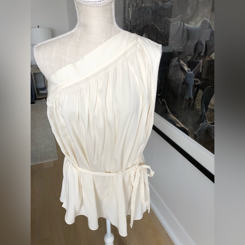 Helmut Lang Cream One-Shoulder Dress
